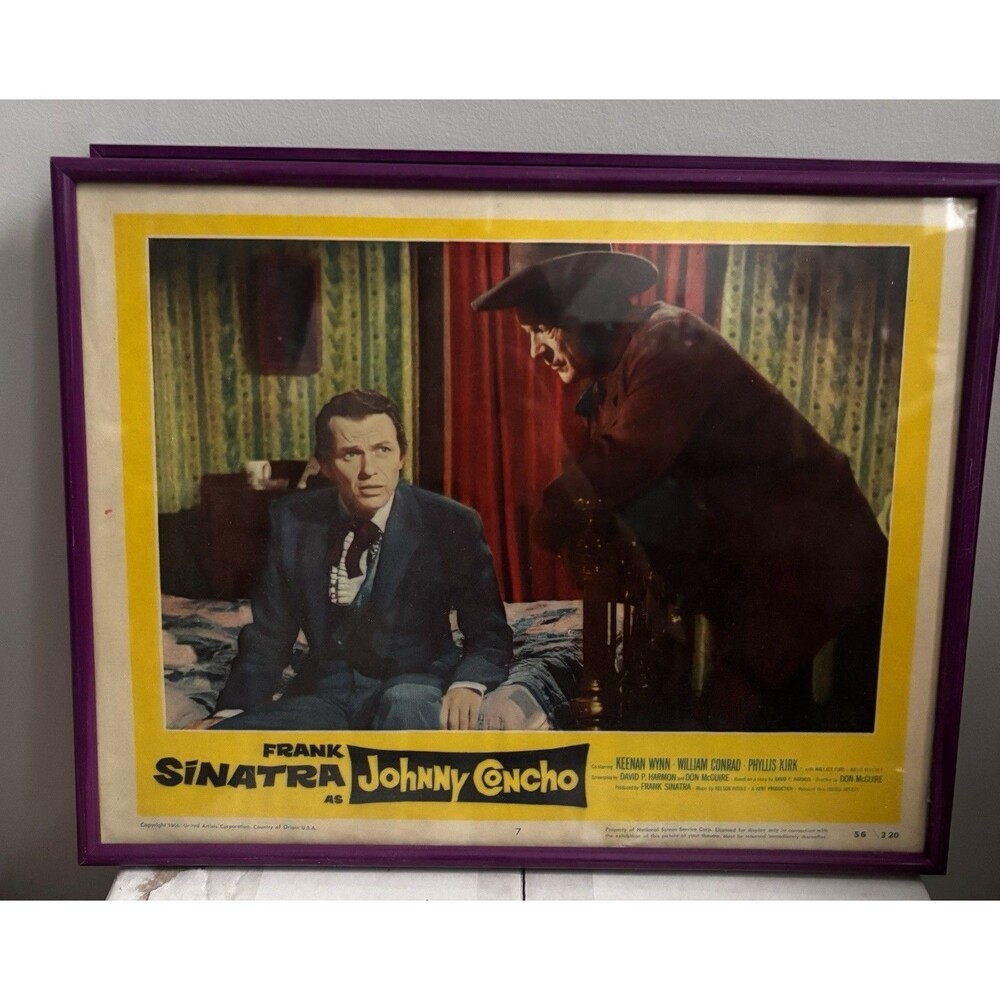 2 Framed Johnny Concho 11"x14" Lobby Card #6 + #7 Frank Sinatra